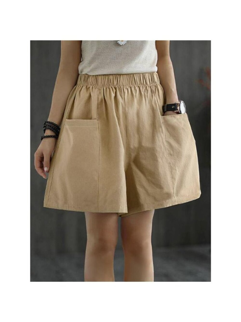Elastic Waist Casual Shorts